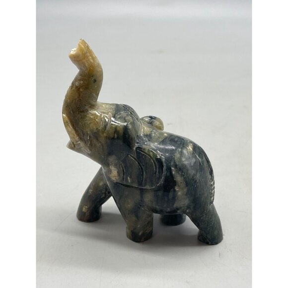 marble elephant figurine decor ears trunk 4x4.5" animal shine READ - Picture 4 of 5